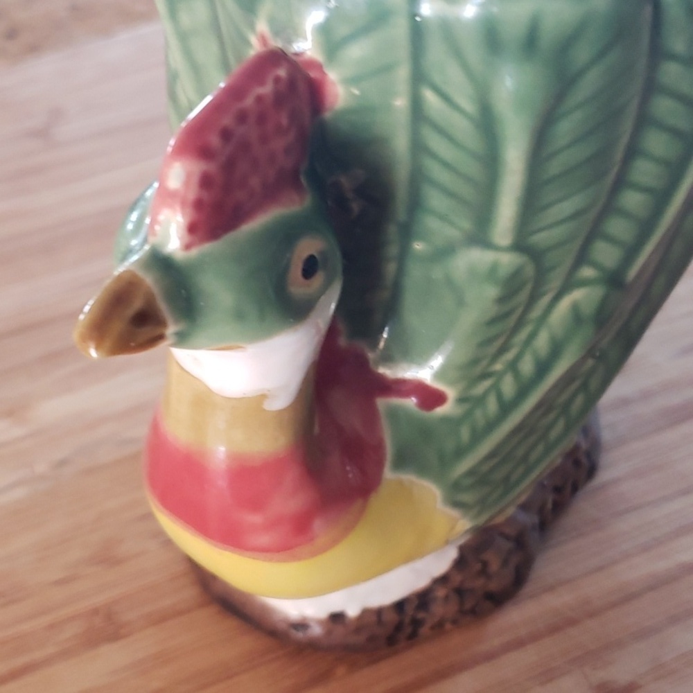 Vintage Green Pheasant Planter, Colorful Game Bird Planter. - Picture 8 of 16